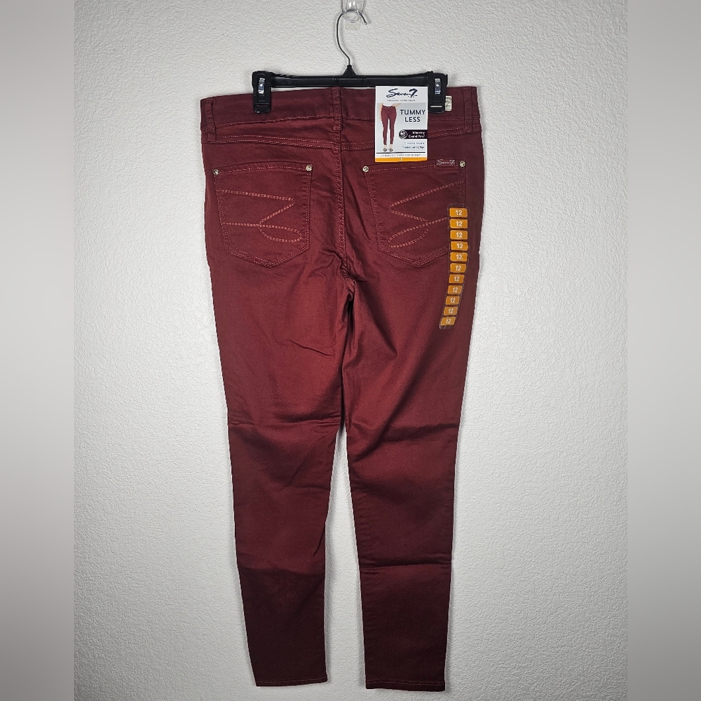 NWT Womens Red Tummy Less High Rise Skinny Leg Ankle Jeans Size 12 Brand: Seven7